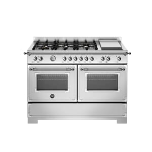HER126G2ENXT2 Bertazzoni komfyr 120 cm, gasstopp og stekeplate, 2 ovner, stål