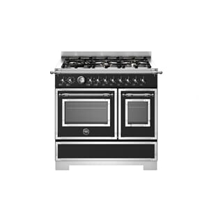 HER96L2ENET2 Bertazzoni komfyr 90 cm, gasstopp, 2 ovner, matt sort