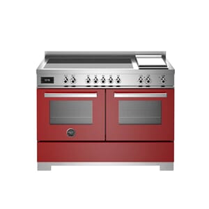 PRO125I2EROT2 Bertazzoni komfyr 120 cm, induksjon og stekeplate, 2 ovner, rød
