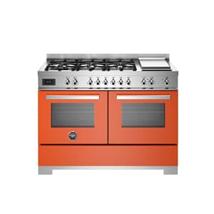 PRO126G2EART2 Bertazzoni komfyr 120 cm, gasstopp og stekeplate, 2 ovner, orange