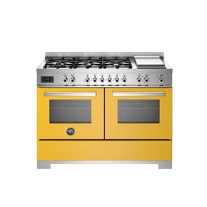 PRO126G2EGIT2 Bertazzoni komfyr 120 cm, gasstopp og stekeplate, 2 ovner, gul