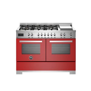 PRO126G2EROT2 Bertazzoni komfyr 120 cm, gasstopp og stekeplate, 2 ovner, rød