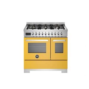 PRO96L2GIT2 Bertazzoni komfyr 90 cm, gasstopp, 2 ovner, gul