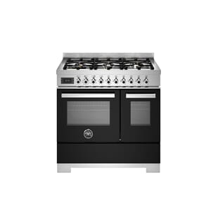 PRO96L2NET2 Bertazzoni komfyr 90 cm, gasstopp, 2 ovner, sort